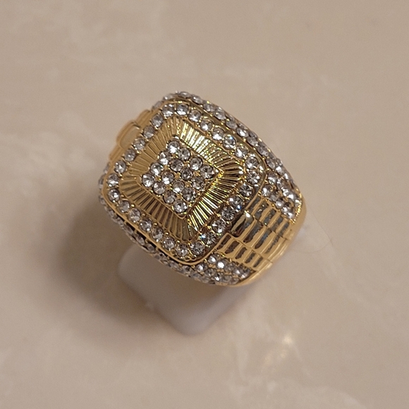 Men's Gold and CZ Pave Ring Size 10 - Picture 4 of 5
